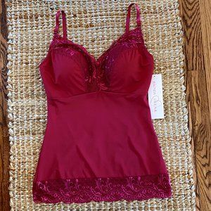 Rhonda Shear Pin Up Girl Lace Cami Tank Top Wine